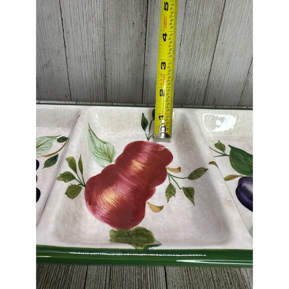 Vtg Sakura Oneida Sonoma Divided Serving Tray Fruit Earthenware Design 17.5" L - Picture 4 of 6